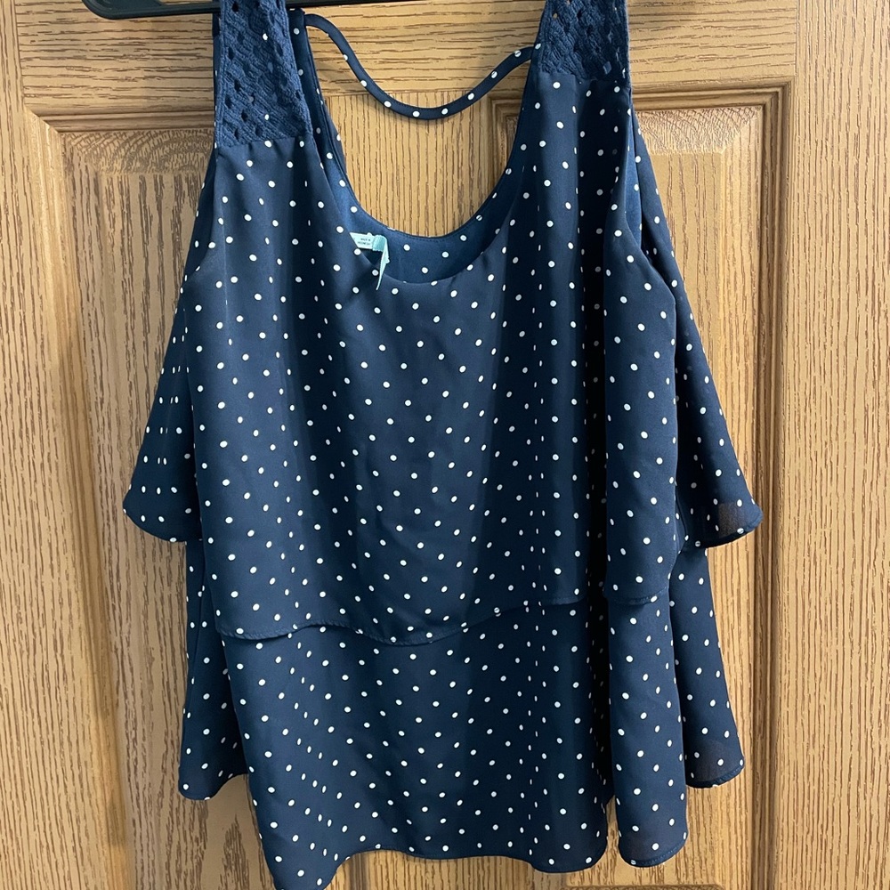 Maurices Navy with white polka dot tank size XL